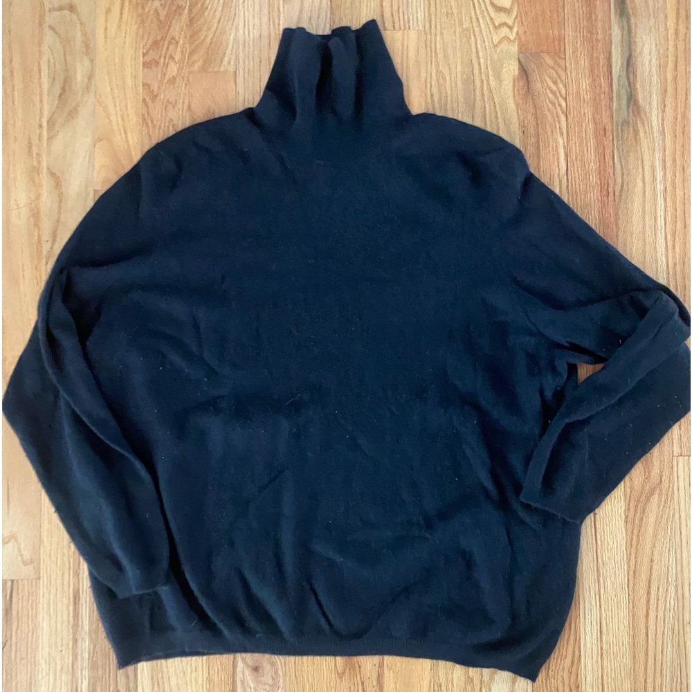 Nordstrom 2X Black Cashmere Turtleneck Sweater